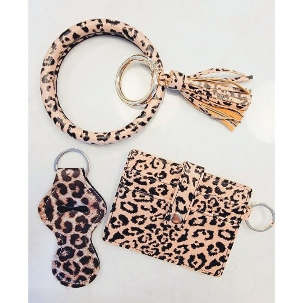 New Wristlet Bracelet Keychain Card Holder Key Bangle PU Leather Wristlet Key